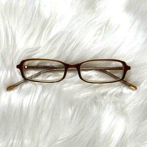 Vintage Eyeglasses Frames Eyewear Brown Plastic Rectangular